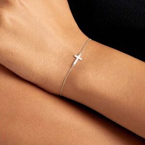Minimalist Silver Bracelet with Cross Charm